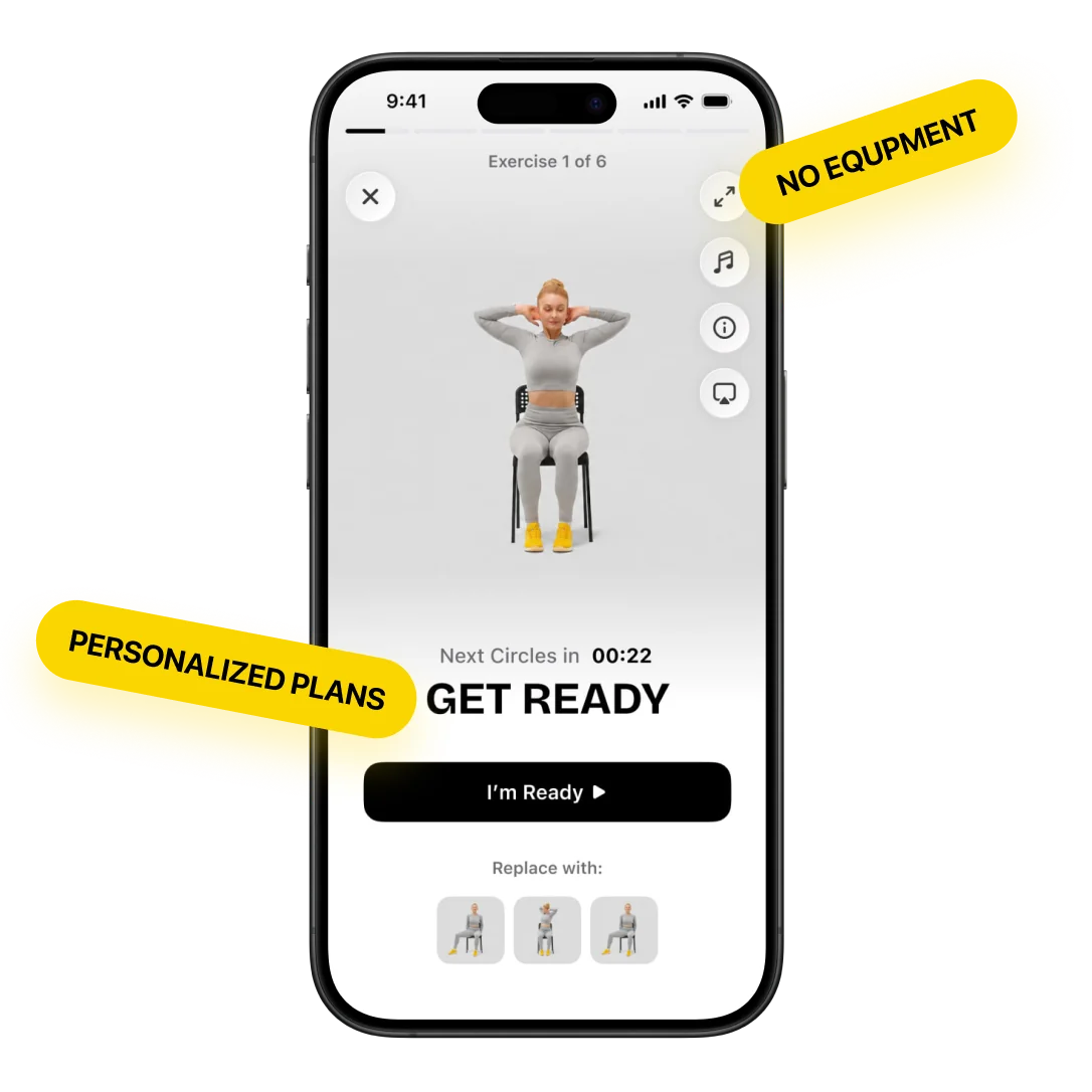 FitMe app workout interface displayed on smartphone