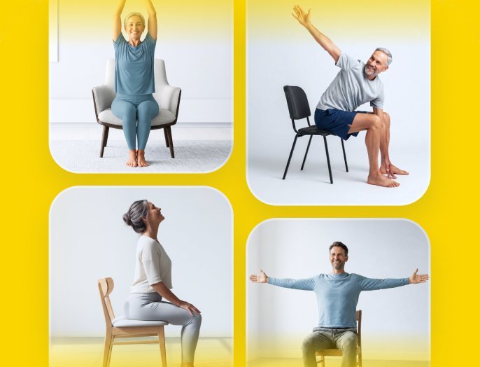 Chair yoga fitness program banner